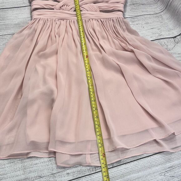 Hailey Logan Adrianna Papell Blush Pink Cutout Chiffon Mini Cocktail Dress 5/6 - Picture 9 of 9